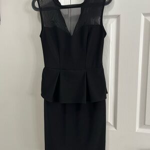 Bisou Bisou Black Peplum Midi Dress with V-neck for Cocktail